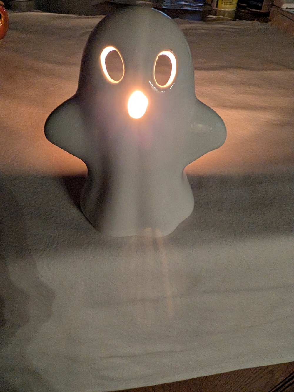White Ceramic Ghost Candle Holder - Home Accents
